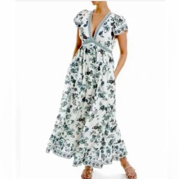 Babydoll Maxi Dress Sundress Tiered Ruffle Resort Cruise Preppy Wedding - Picture 1 of 16